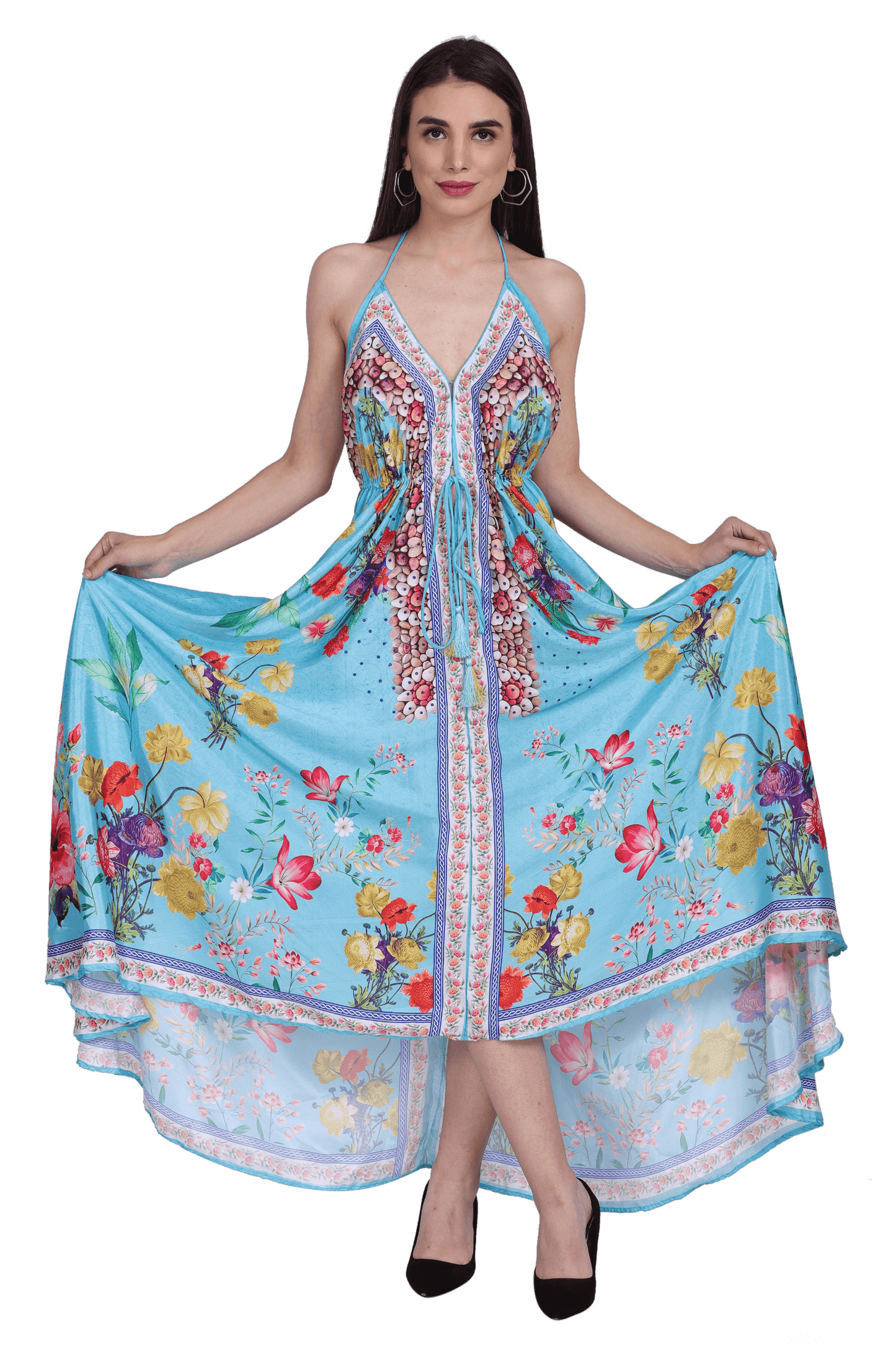 Long Silk Halter Top Dress PD-9710