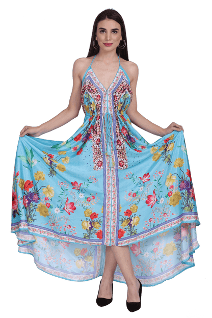 Long Silk Halter Top Dress PD-9710