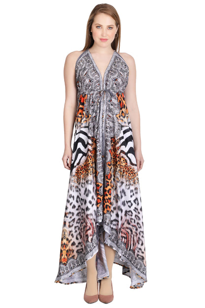Long Silk Halter Top Dress PD-9712