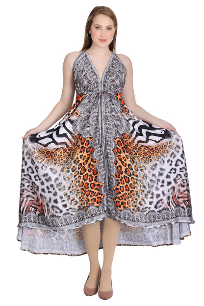 Long Silk Halter Top Dress PD-9712