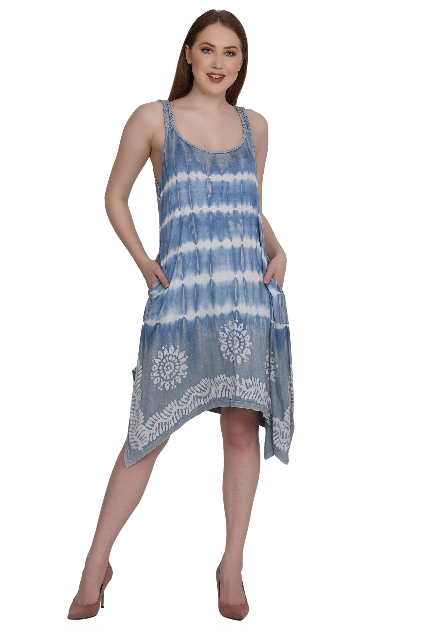 Mid Length Tie Dye Spaghetti Strap Dress SPD75