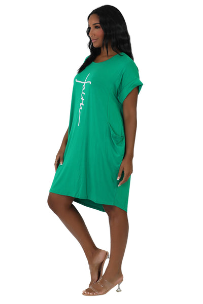 Mid-Length "Faith" Knitted Short Sleeve Dress 5555