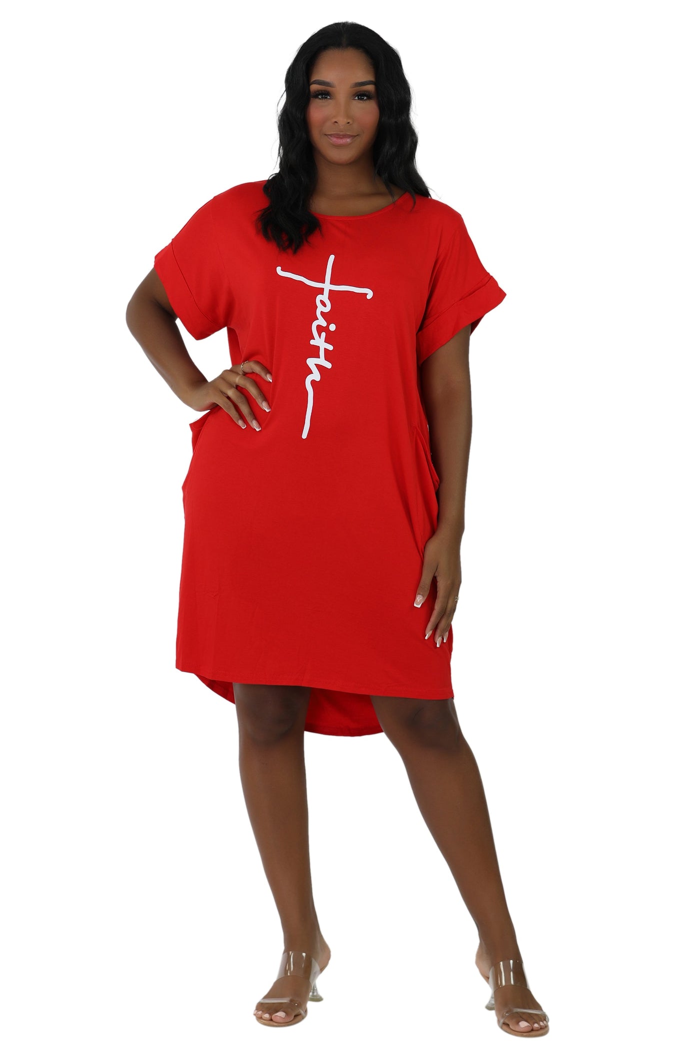 Mid-Length "Faith" Knitted Short Sleeve Dress 5555