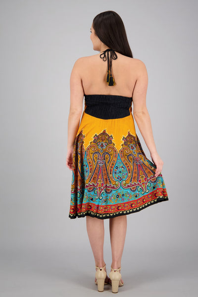 Mid-Length Halter Top Batik Dress 1969