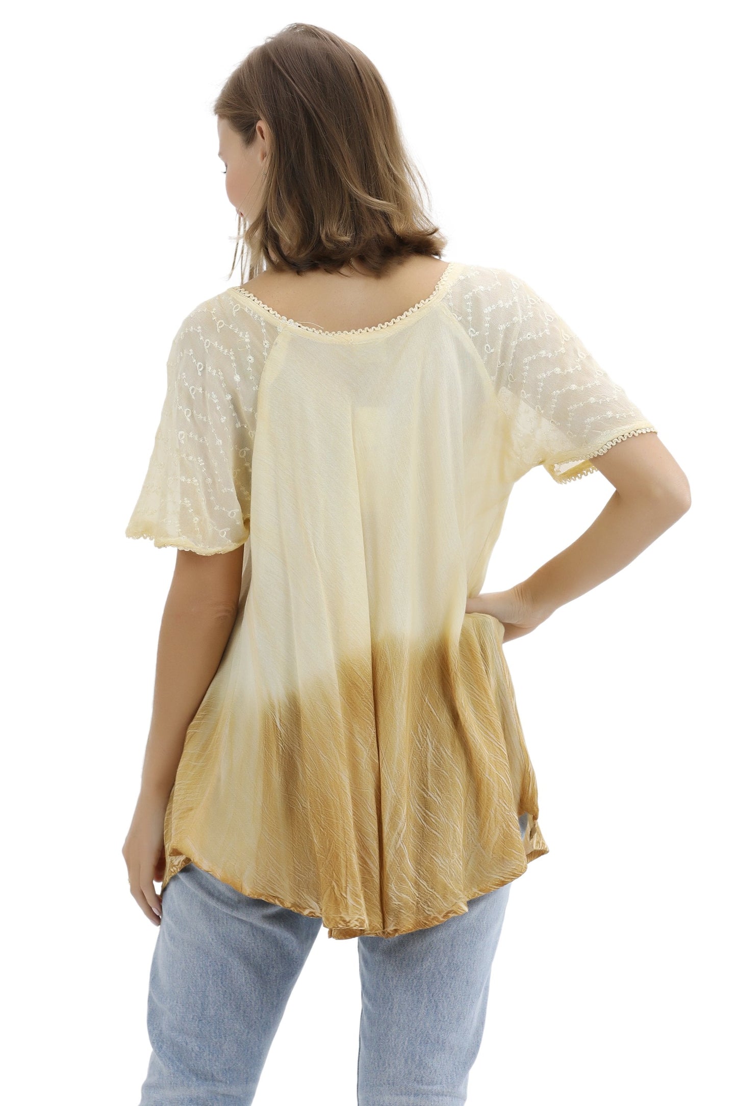 Ombre Tie Dye Cap Sleeve Blouse 11784