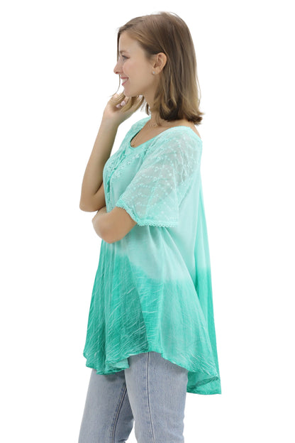 Ombre Tie Dye Cap Sleeve Blouse 11784