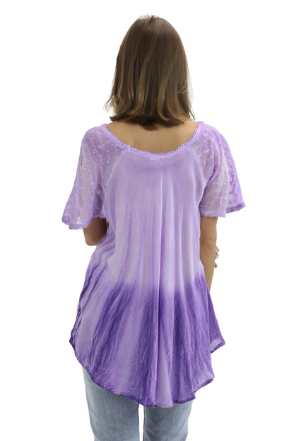 Ombre Tie Dye Cap Sleeve Blouse 11784