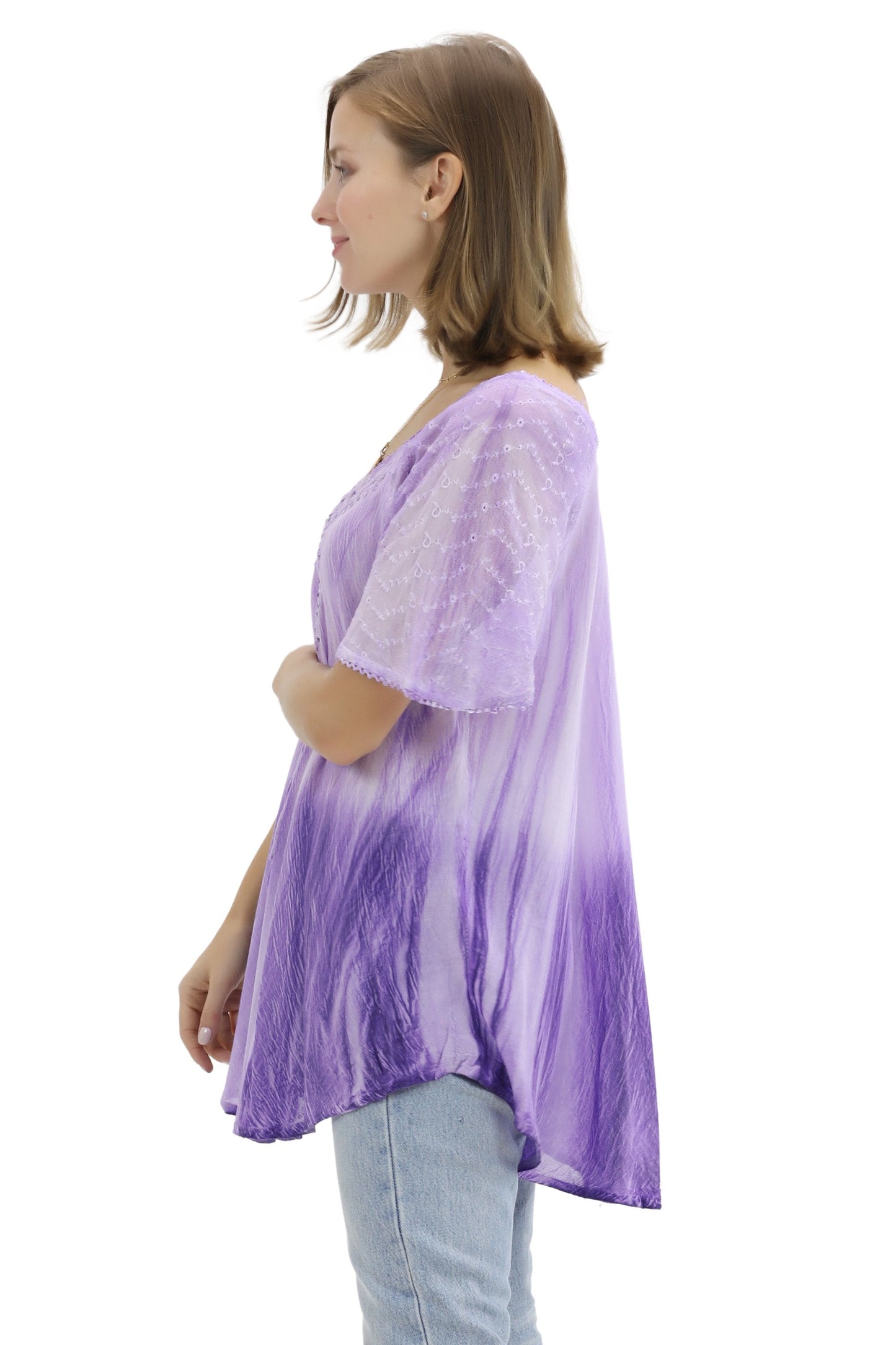 Ombre Tie Dye Cap Sleeve Blouse 11784