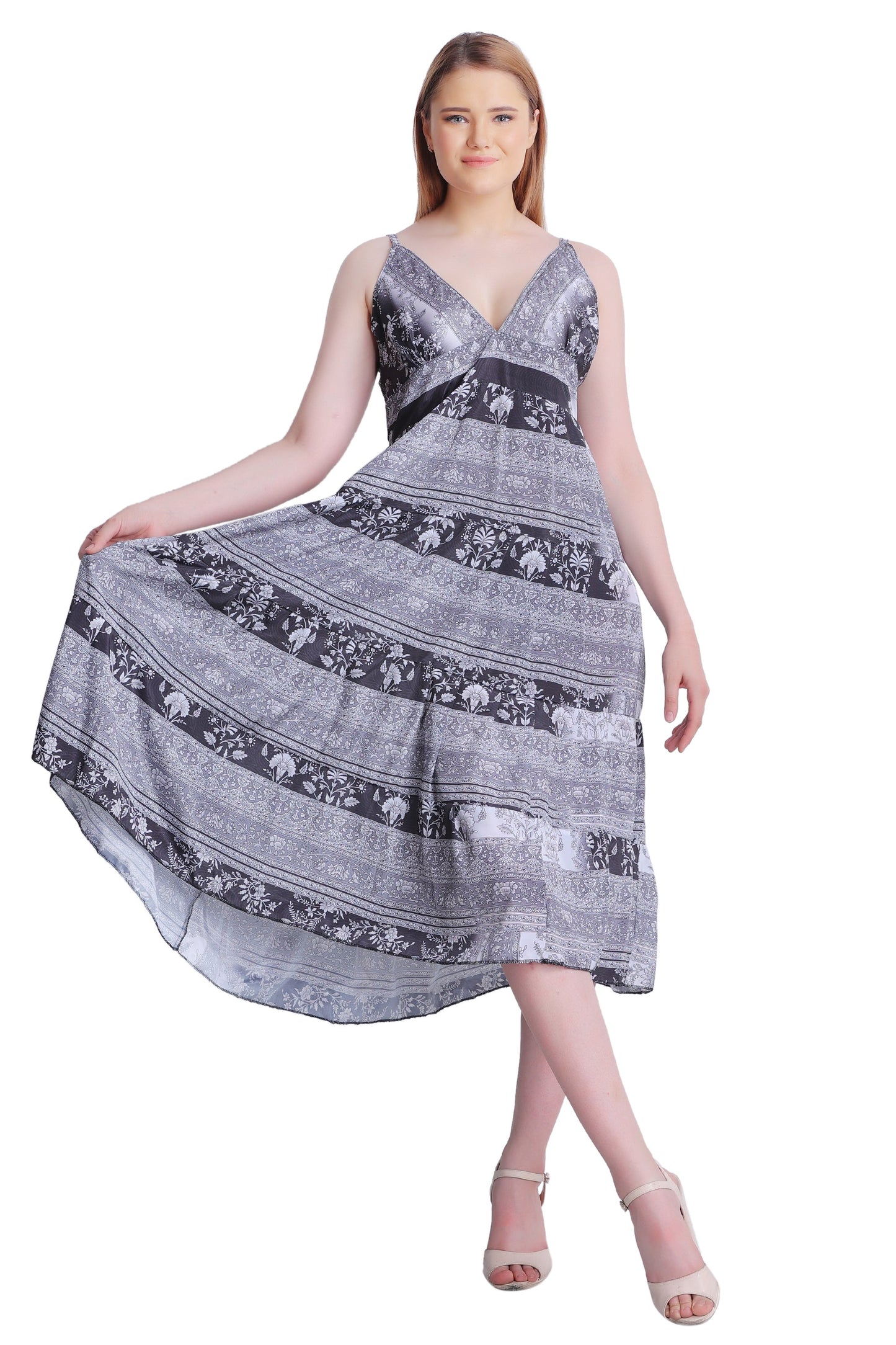 Open Back Silk Dress AB-27009