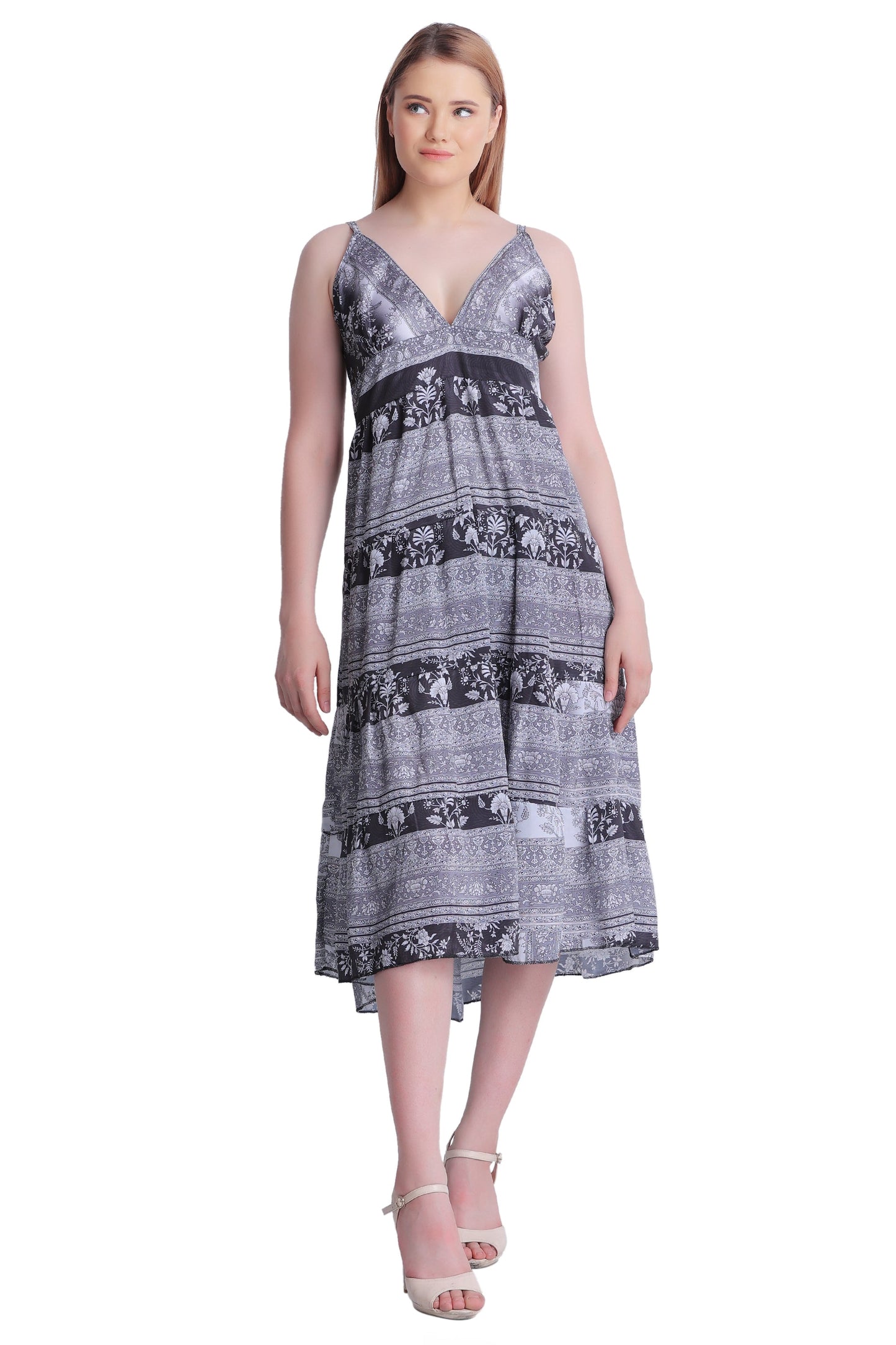 Open Back Silk Dress AB-27009