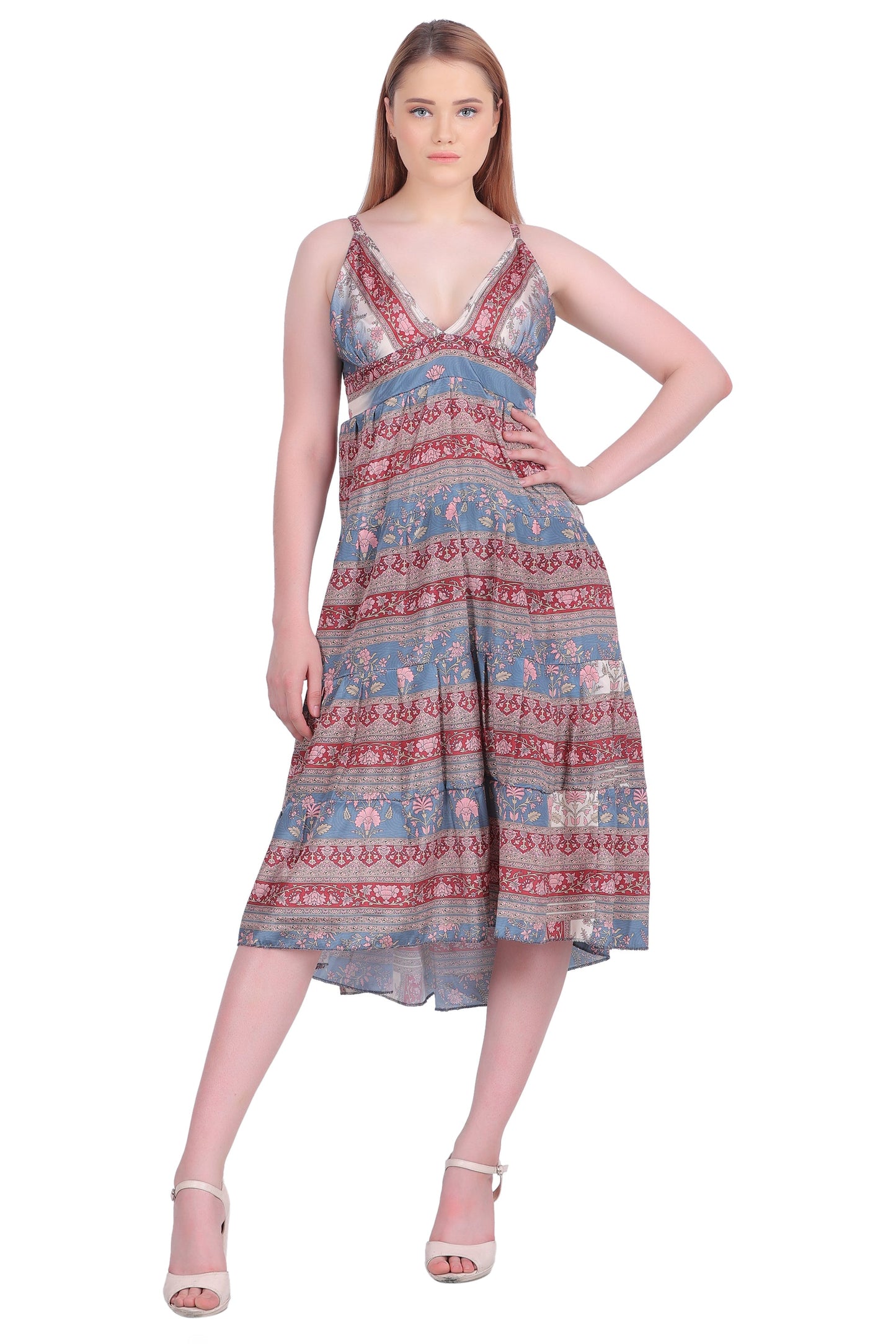 Open Back Silk Dress AB-27009