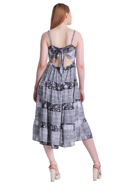 Open Back Silk Dress AB-27009