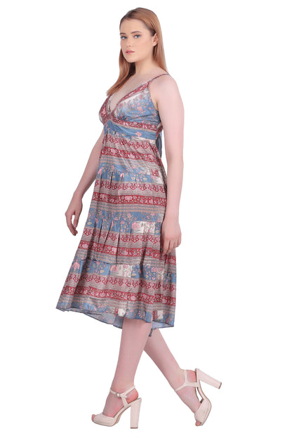 Open Back Silk Dress AB-27009