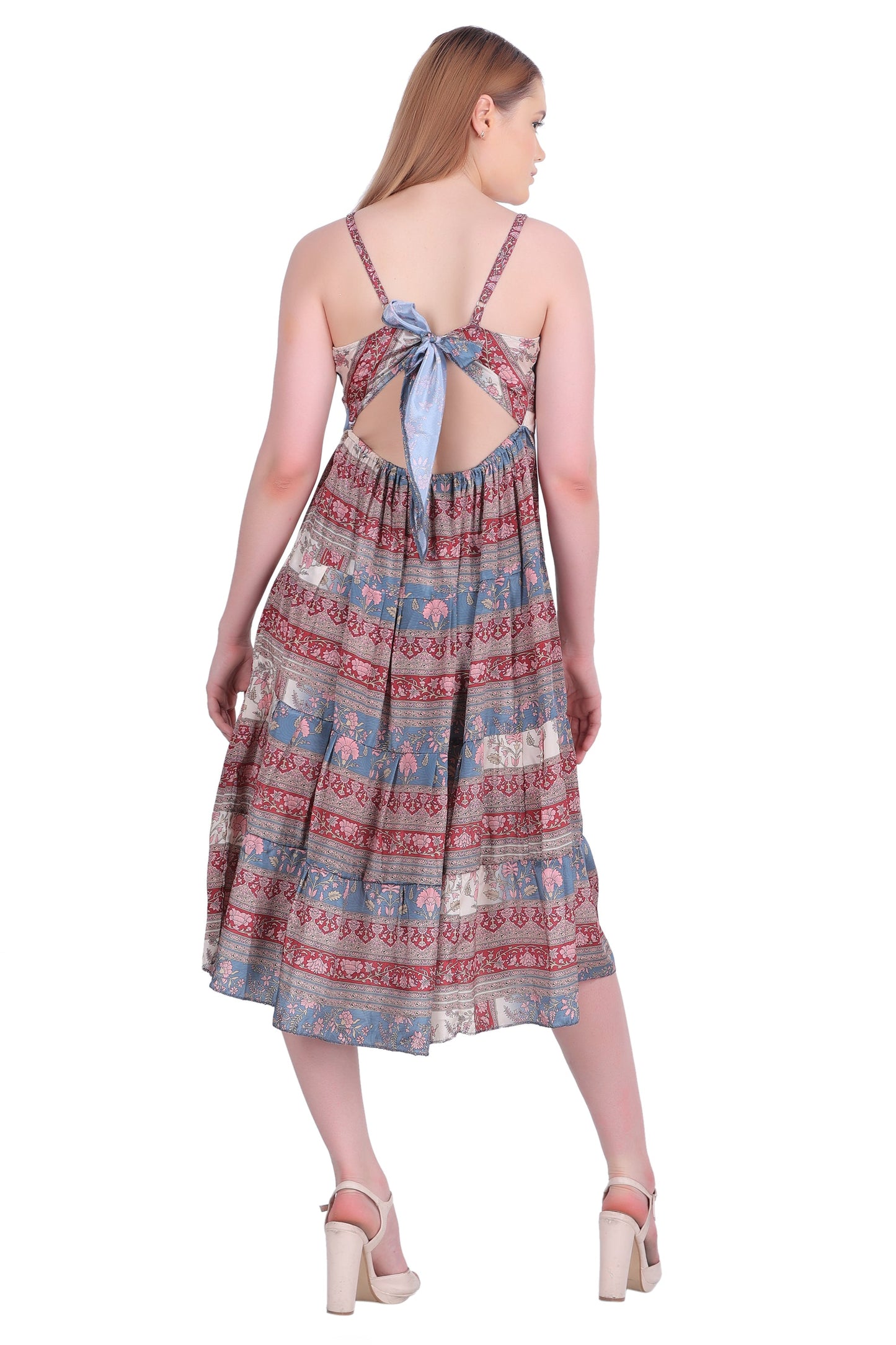 Open Back Silk Dress AB-27009