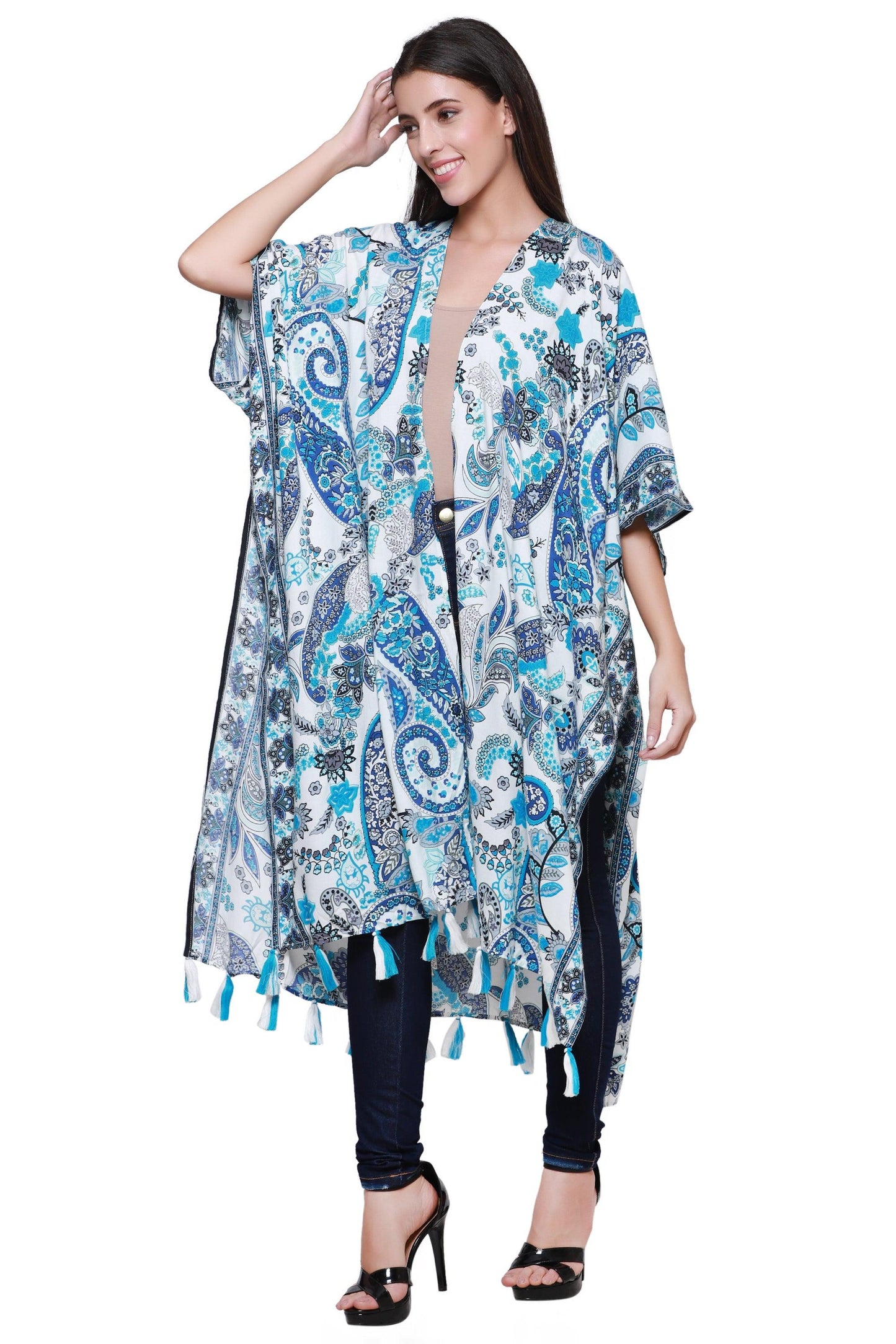 Paisley Print Beach Cover Up Kimono 22032