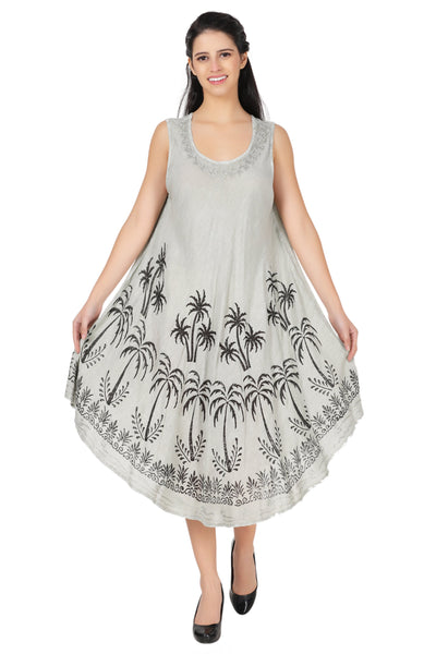 Palm Tree Block Print Dress 482157