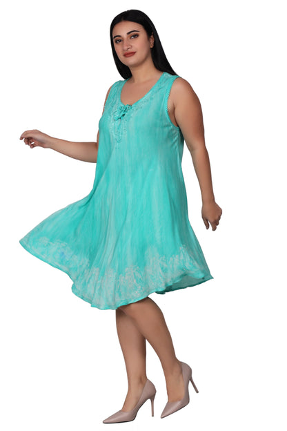 Palm Tree Border Print Tie Dye Dress 362202RD