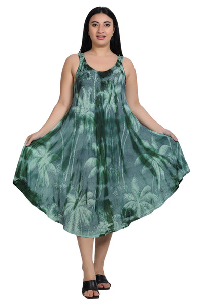 Palm Tree Print Tie Dye Dress 482143-V