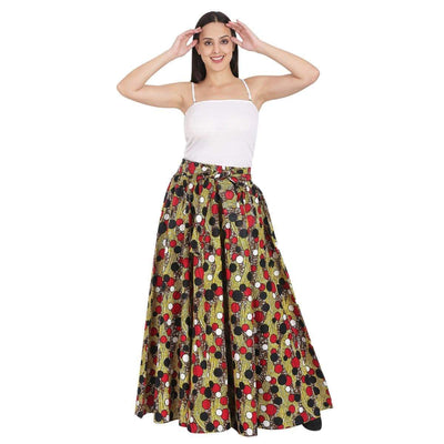 Pop Polka Dot Ankra Print Long Maxi Skirt Elastic Waist 16317-603 - Advance Apparels Inc