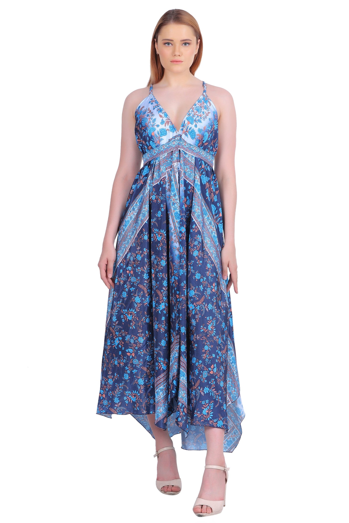 Printed Silk Dress AB-12009 - Advance Apparels Inc