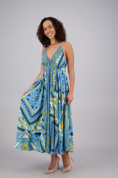 Printed Silk Maxi Dress AB16066