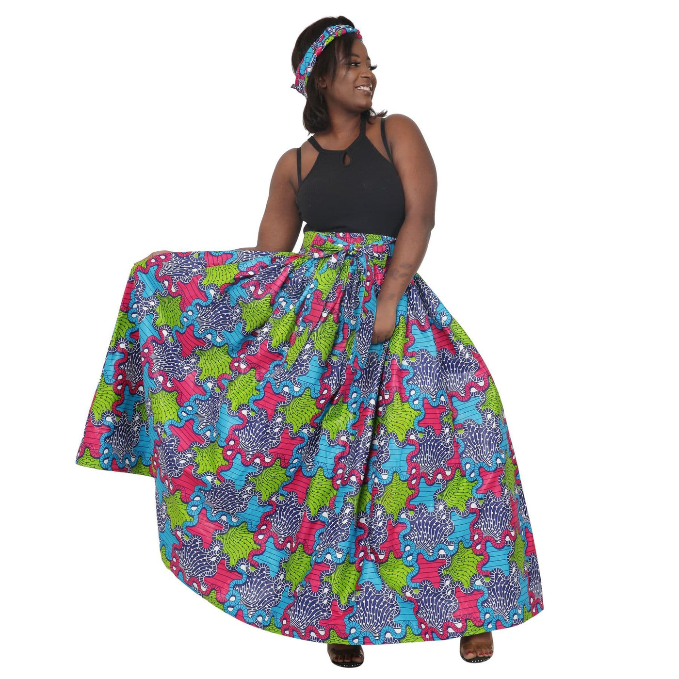 Rebel Ankara Print Long Maxi Skirt Elastic Waist 16317-604 - Advance Apparels Inc