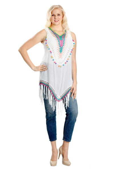 Sleeveless Bright Colored Crotchet Beach Cover-Up YD1089 - Advance Apparels Inc