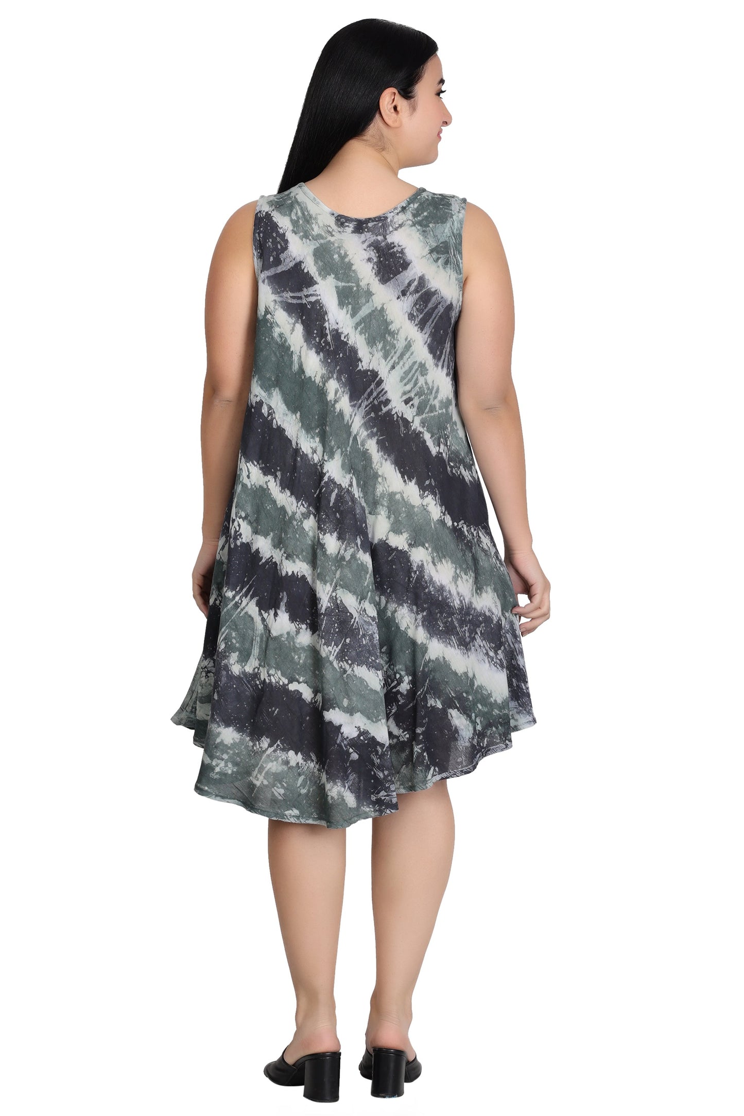 Sleeveless Fish Print Tie Dye Dress  362171R