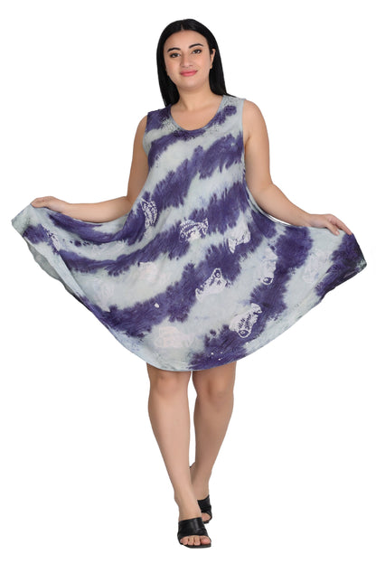 Sleeveless Fish Print Tie Dye Dress  362171R