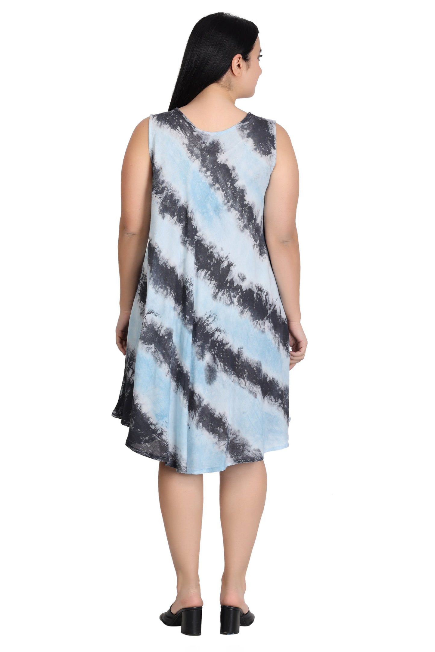 Sleeveless Fish Print Tie Dye Dress  362171R