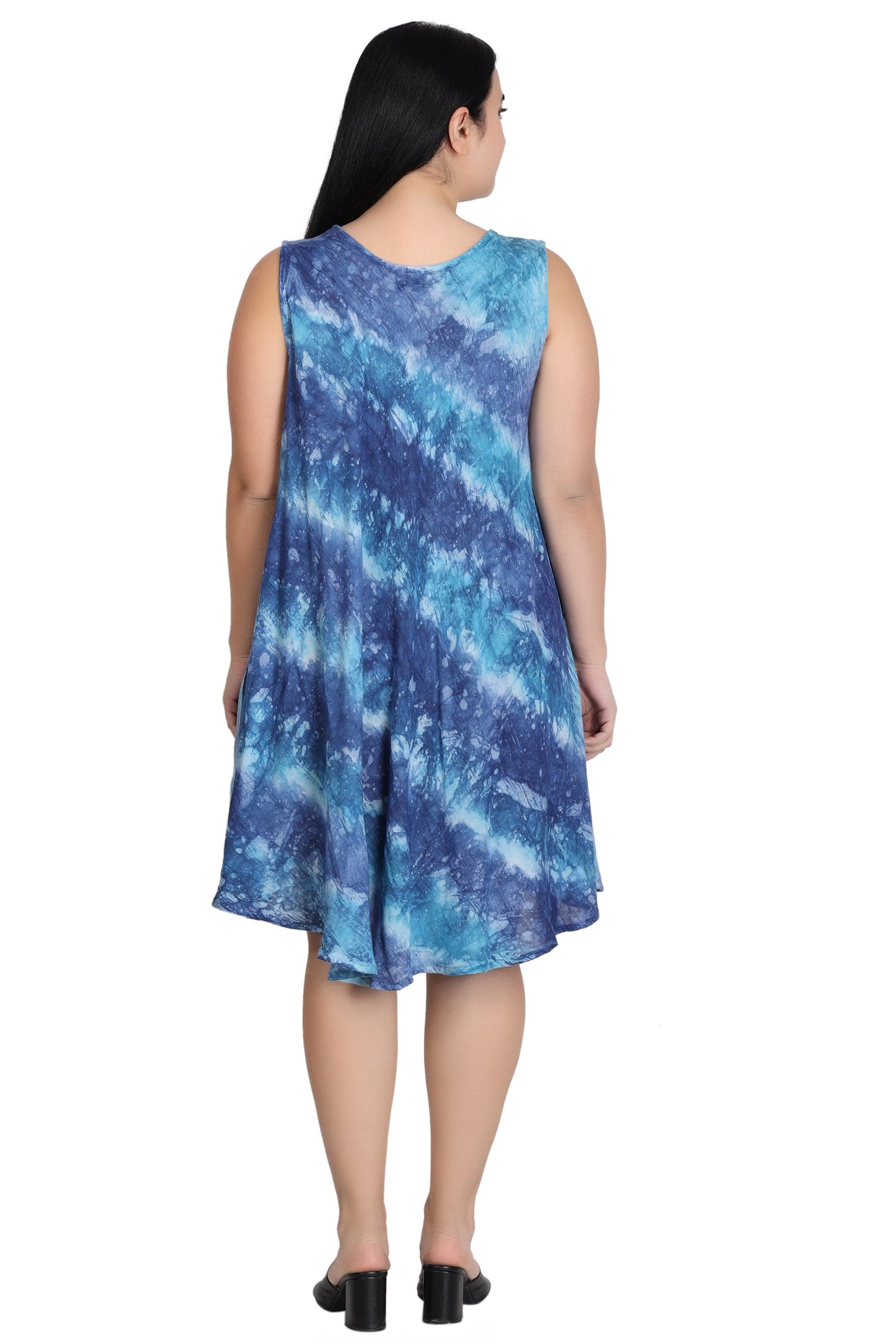 Sleeveless Fish Print Tie Dye Dress  362171R