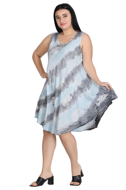 Sleeveless Fish Print Tie Dye Dress  362171R