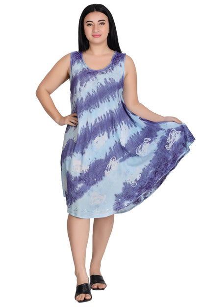 Sleeveless Fish Print Tie Dye Dress  362171R
