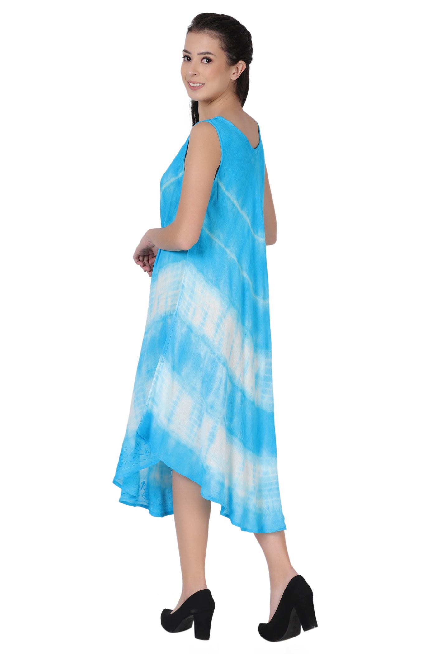 Sleeveless Tie Dye Long Umbrella Dress 482122