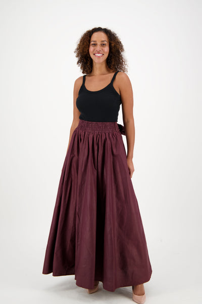 Solid Color Long Ankara Maxi Skirt 16317-Brown