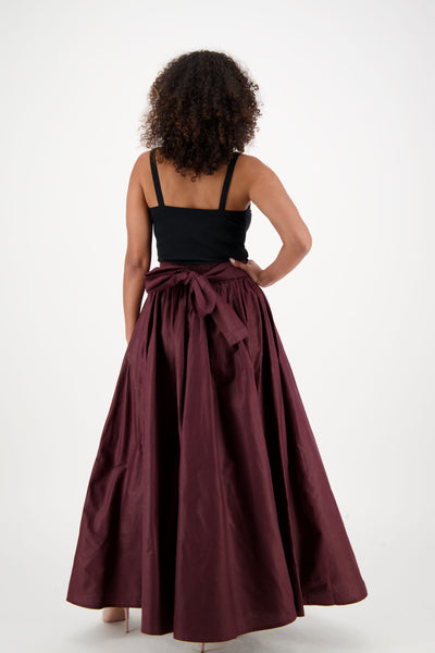 Solid Color Long Ankara Maxi Skirt 16317-Brown