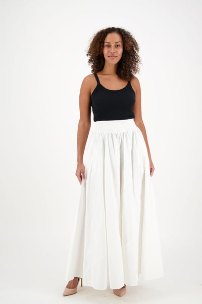 Solid Color Long Ankara Maxi Skirt 16317-White