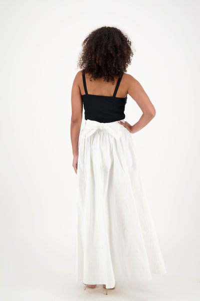 Solid Color Long Ankara Maxi Skirt 16317-White