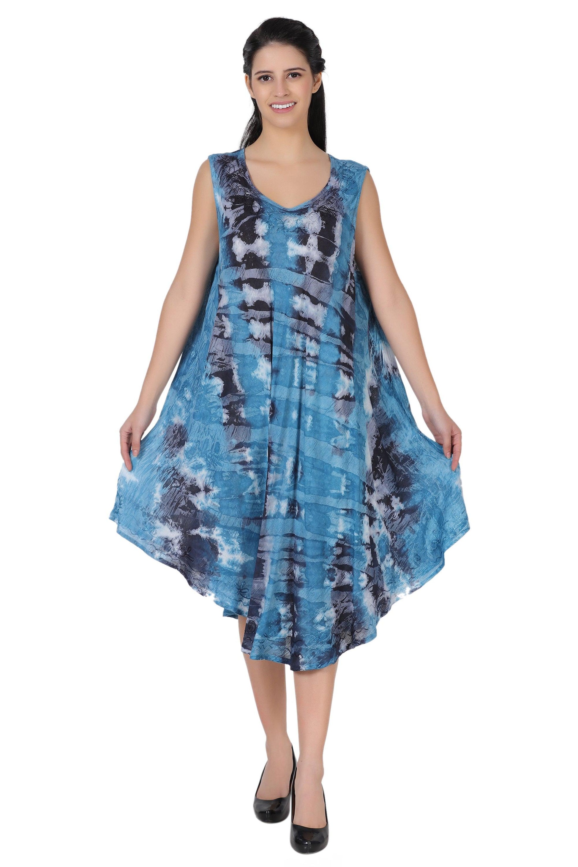 Tulum Tie Dye Beach Dress 482208R Blue / One Size Fits Most Tulum Tie Dye Beach Dress 482208R Blue / One Size Fits Most