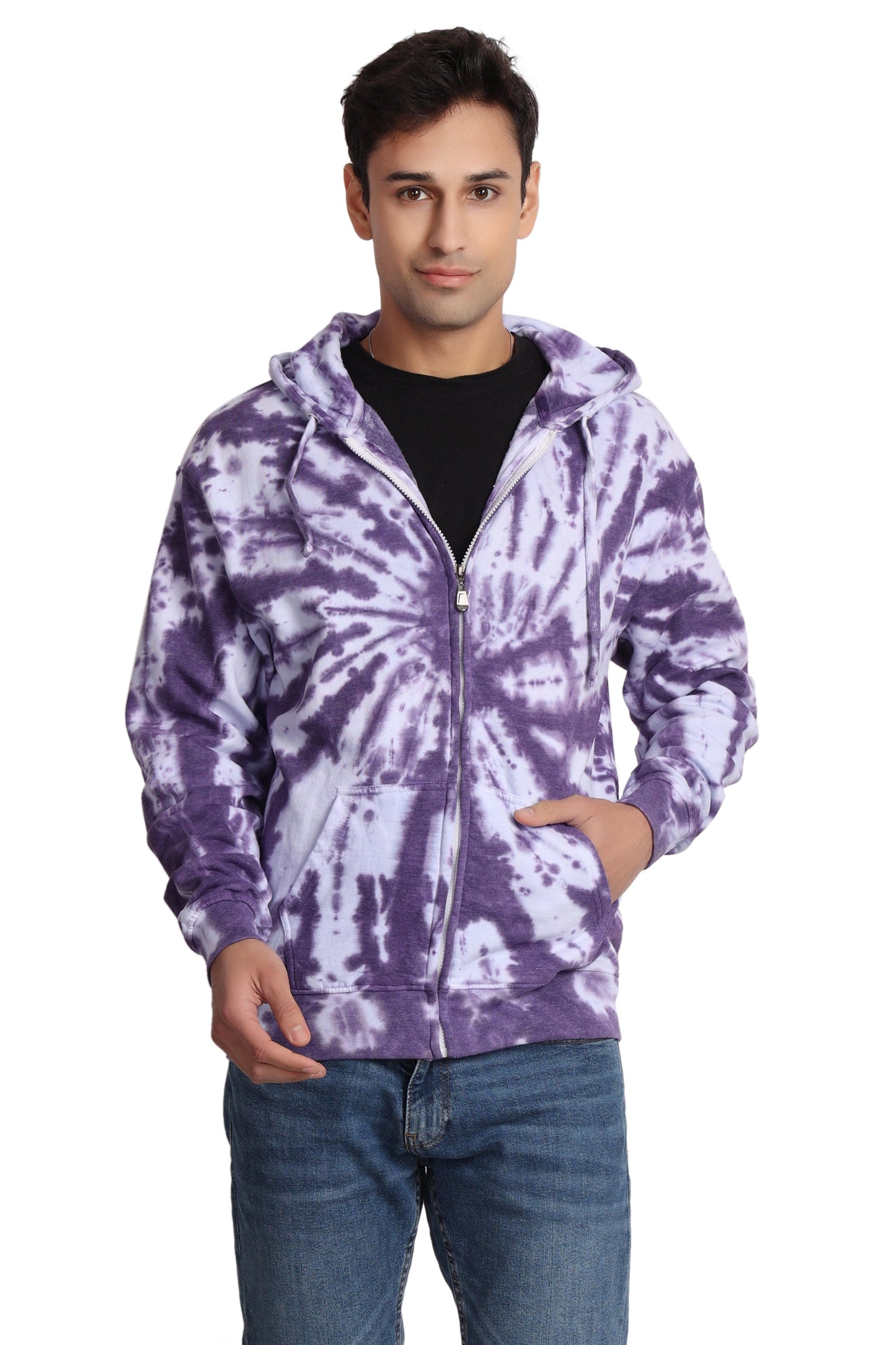 Unisex Zip Up Tie Dye Hoodie Comfortable Activewear 9605