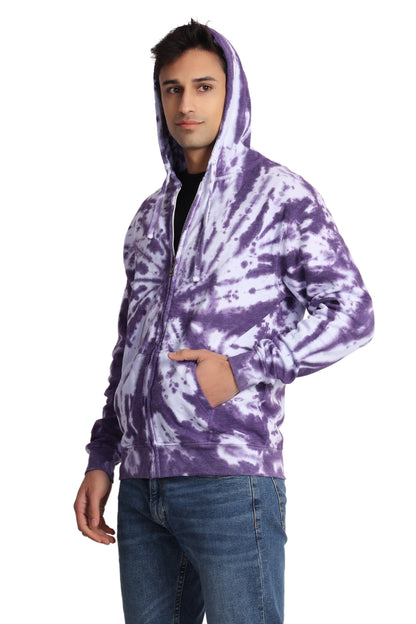 Unisex Zip Up Tie Dye Hoodie Comfortable Activewear 9605