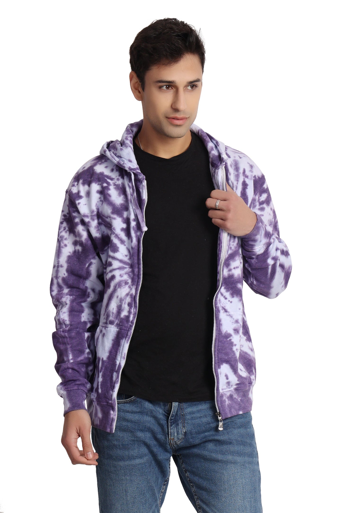 Unisex Zip Up Tie Dye Hoodie Comfortable Activewear 9605