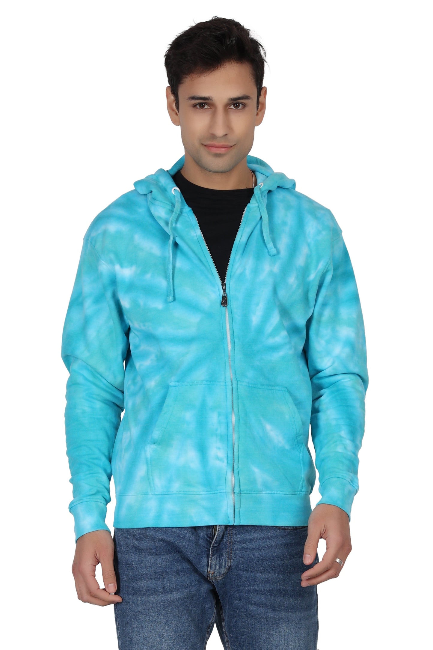 Unisex Zip Up Tie Dye Hoodie Comfortable Activewear 9605