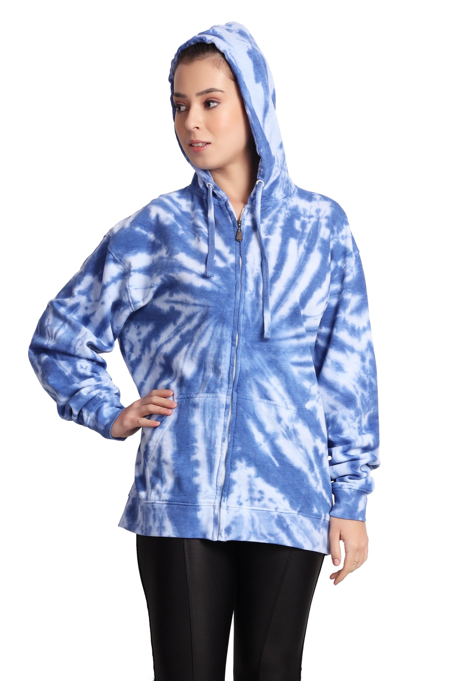 Unisex Zip Up Tie Dye Hoodie Comfortable Activewear 9605