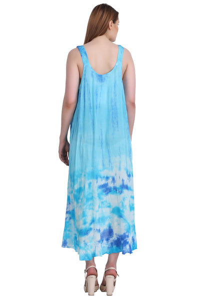 V-Neck Tie Dye Beach Dress w/ Pockets 482195CCT