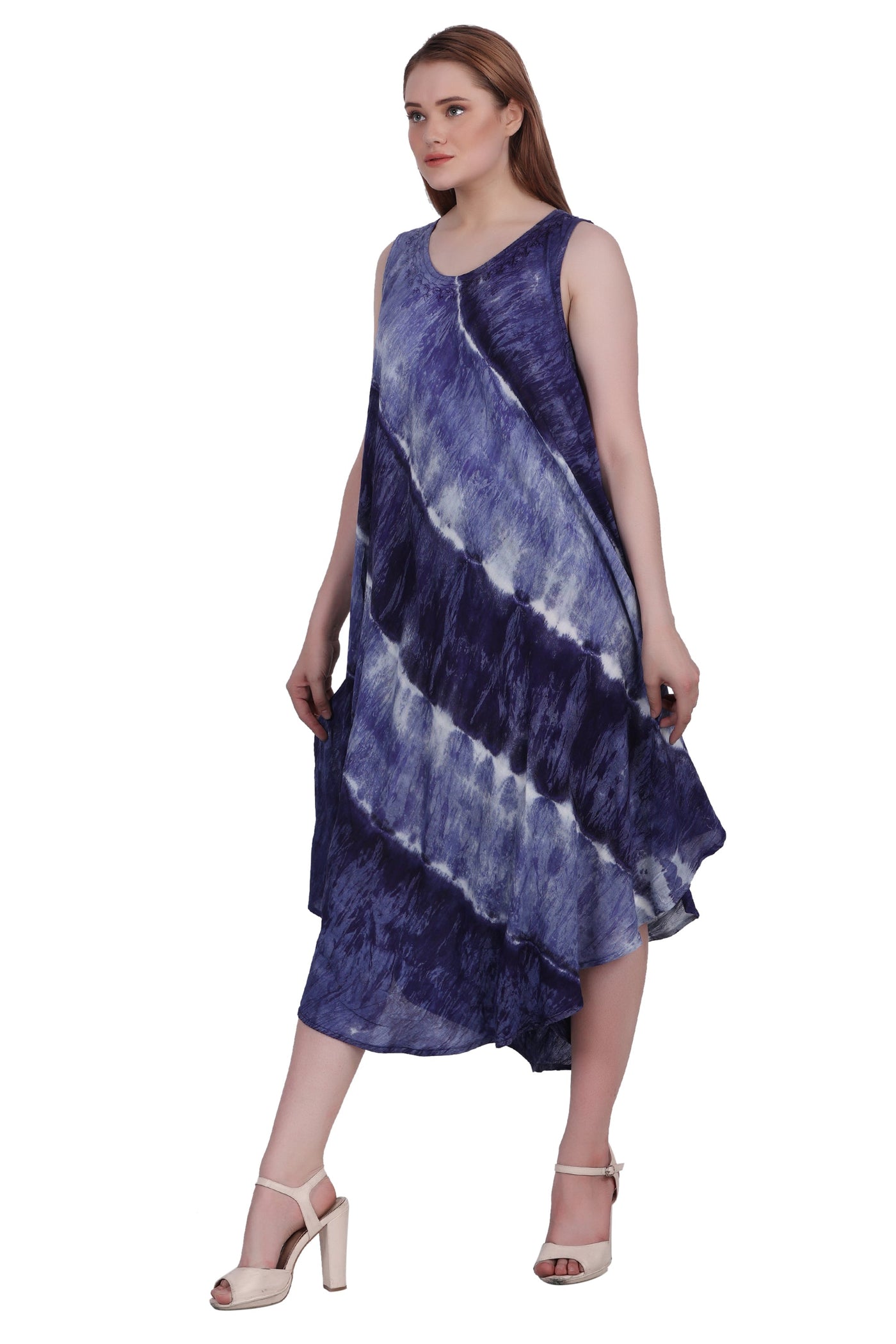 Wide Strap Tie Dye Sleeveless Dress 522184