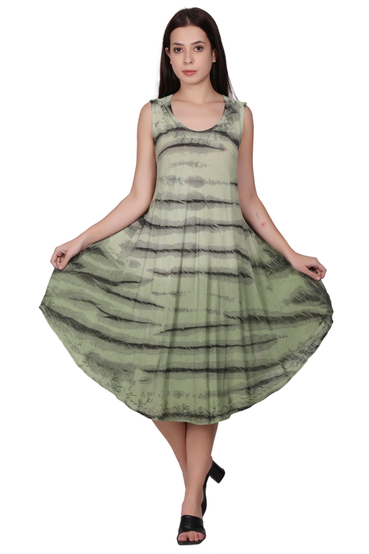 Zebra Stripe Tie Dye Beach Dress 482158