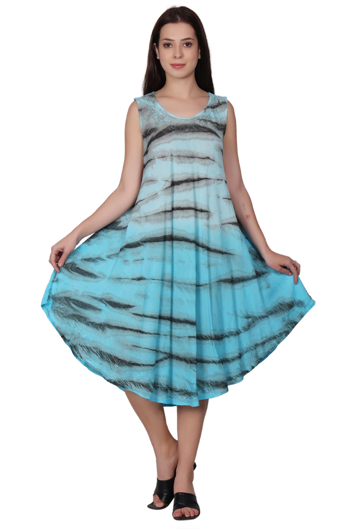 Zebra Stripe Tie Dye Beach Dress 482158