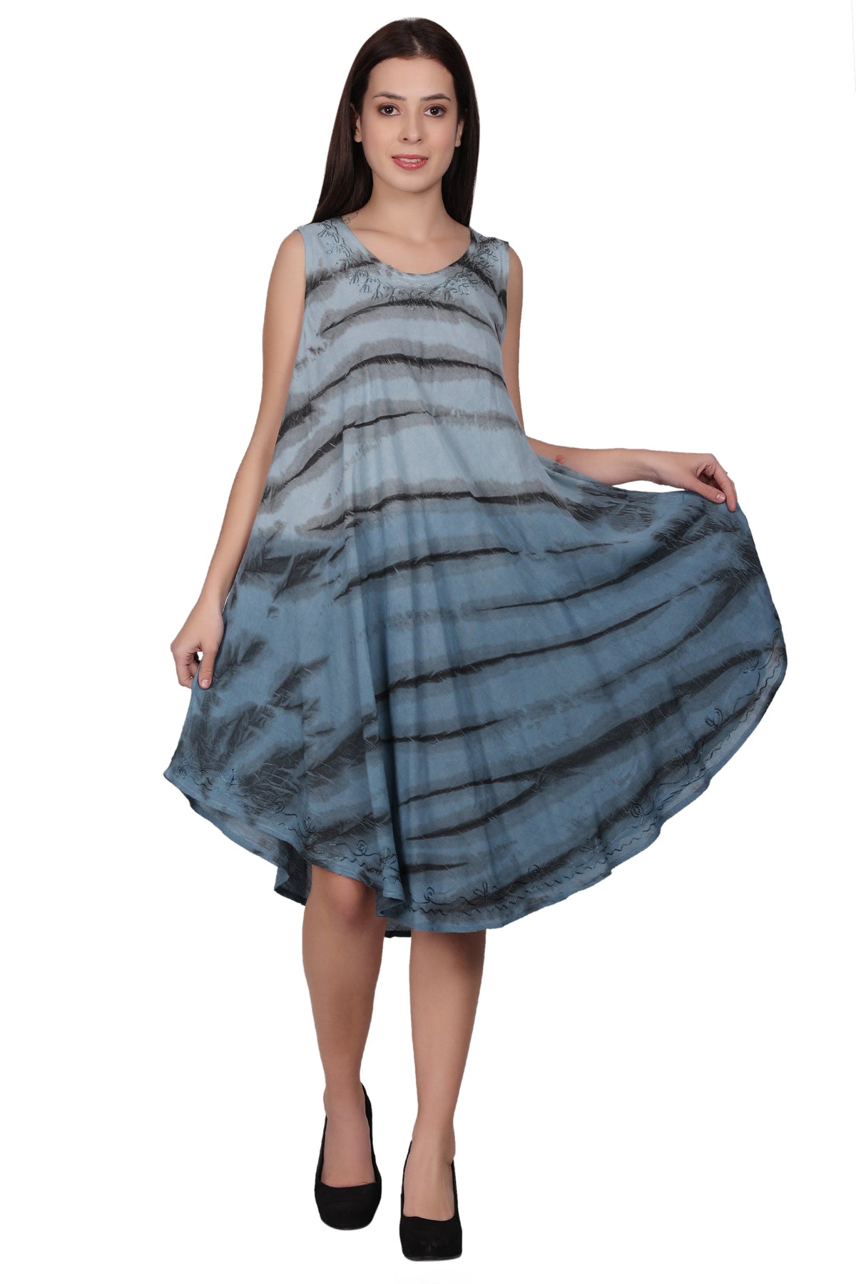 Zebra Stripe Tie Dye Beach Dress 482158