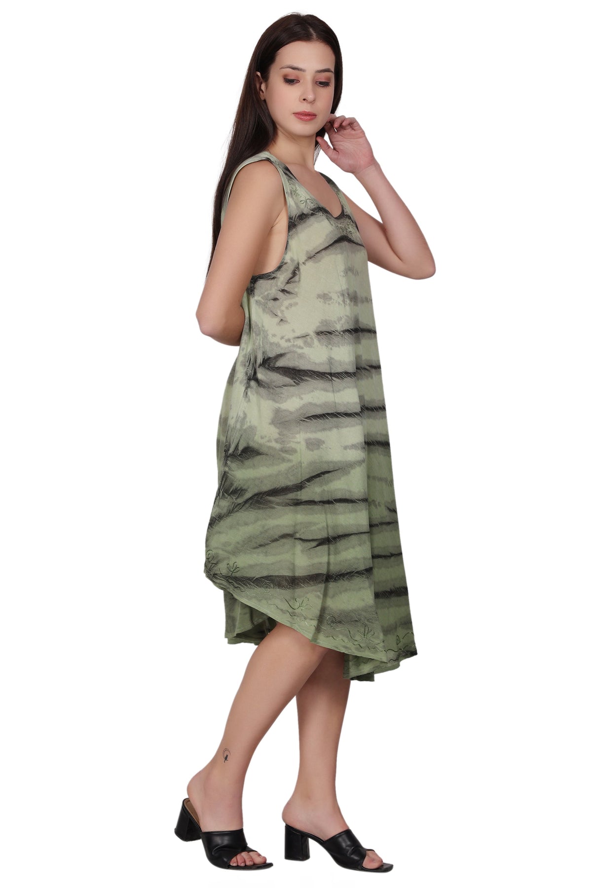 Zebra Stripe Tie Dye Beach Dress 482158